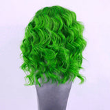 Yeknu   New Green Short Body Wave Wig Bob Synthetic Lace Front Wigs for Women Free Part Pre Plucked Natural Hairline Cosplay Wigs