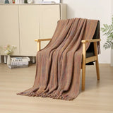 Yeknu  Modern Striped Throw Blanket with Tassels - Chic Bed Runner, Lounge & Hotel Bedspread for Boutique B&B, Accent Pillow Companion