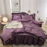 Yeknu  Comfotable Princess Bedding Sets Luxury Bed Skirt Sheet Pillowcase Cute Girl Duvet Cover 4 Pcs Bedding Set Bedroom Decoration