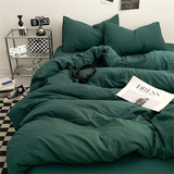 Yeknu  Thick Pure Brushed Bed Sheets, Duvet Cover Set, Four Piece Bedding Set Bed Sheet, Fully Enclosed for Home Gift