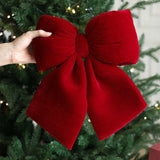 Yeknu  Christmas Bow Decoration DIY Xmas Trees Decorations Velvet Red Bow Knot Baubles Hanging Ornaments Pendant For Holiday Home Party