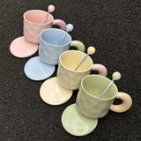 Yeknu  Splicing Colors Coffee Mug Ceramic Water Cup Korean Milk Mug with Spoon Portable Gift Box Chirstmas Birthday Gift for Girl Kids