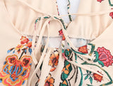 Yeknu  Summer Backless Holiday Style Floral Printed Dress Women V-Neck Lace-Up Halter Bohemian Beach Dress Casual Female Vestidos