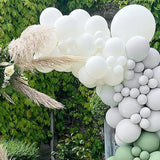 Yeknu 145Pcs Retro Theme Balloons Garland Arch Kit Retro Green Gray White Latex Balloon for Bridal Shower Birthday Party Wedding Decor