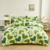 Yeknu  Single duvet cover Printed red quilt cover Thickened plant-cashmere cartoon multicolored bed cover 220x240 double bedding