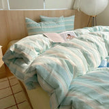 Yeknu  Single Double Exquisite Stripe 1Duvet cover+2Pillowcases 100%Cotton Experience Hotel-Like Comfort with Unparalleled Softness