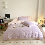 Yeknu Simple Fresh Queen Bedding Set 100% Cotton Soft Comfortable Duvet Cover Set with Sheets Quilt Cover and Pillow Covers Bed Sets