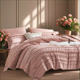 Yeknu  7-piece tufted design comforter set, soft and comfortable, bedding set, room decoration, suitable for all seasons, ideal gift, q