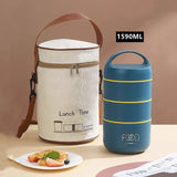 Yeknu  1590ml Large Capacity Stainless Steel 304 Lunch Box Leak-Proof Multilayer Thermal Bento Box Adult Student Soup Food Container