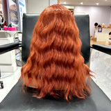 Yeknu  Auburn Short Copper Red Curly Wig Synthetic Free Part Medium Length Natural Wave Short Wavy Bob Lace Front Wigs for Women Daily