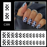 Yeknu  24pcs Press on Nails Black And White Fake Nail Short Square Full Coverage Nail Tips for Women&Girl Removable Wearable False Nail