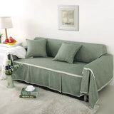 Yeknu 1/2/3/4-seater Sofa Cover for Living Room Solid Color Lace Edge Sofa Towel All-inclusive Dust Couch Cover Solid Slipcover