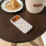 Yeknu  INS Colorful Polka Dot Phone Case For iPhone 13 Case iPhone 15 16 14 17 Pro Max 17 Air Candy Color White Silicone Cover New Year