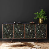 Yeknu  Tropical Moss Leaf Peel and Stick Wallpaper Black Floral Self Adhesive Removable Floral Contact Paper for Bedroom Walls Cabinets