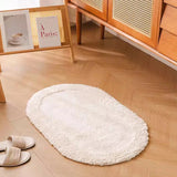 Yeknu  Oval Cotton Rug Soft Handmade Solid Bathroom Mat Carpet Bedroom Decorative Tidy Pad Easy Care Aesthetic Home Room Decor