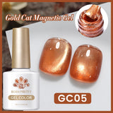 Yeknu  10ml Black Glass Cat Magnetic Gel Nail Polish Ultra Shine Gold Silver Glitter Soak Off UV LED Gel Nail Art Varnish