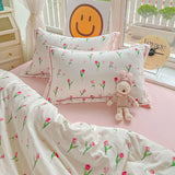 Yeknu  3 Piece Sheet Set  pink tulip duvet cover Set ， comfortable Bedding Set Bedspread for All Season