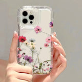 Yeknu  Flower Phone Case For iPhone 17 16 Pro Case iPhone 13 15 14 11 12 Pro Max 16E Air 8 7 Plus XR SE Transparent Shockproof Cover