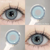 Yeknu  1 Pair/2pcs Korean Contacts Lenses Colored Lens for Eyes with diopters Fashion Blue Pupil Yearly Makeup Soft Colorcon