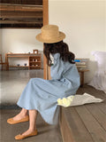Yeknu  Spring Summer Women Casual Denim Shirt Dress Loose Long Sleeve Cardigan Dress Korea Ladies Womens Denim Shirt Long Dresses