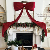 Yeknu  50x180cm Super Large Wine Red Velvet Christmas Bow Xmas Tree Bowknot Pendant Ornaments DIY Wedding New Year Party Decor Gifts