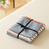 Yeknu Striped Girls Flower Bedding Sets, Washed Cotton Bed Linens, Soft Quilt Cover Sheet Set, Simple Bedspread, Home Textiles