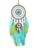 Yeknu  Creative Retro Indian Style Dream Catcher Wind Bell Indoor Hanging Decoration Personalized Airborne Ornament Handmade Feathers