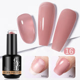 Yeknu  15ml Nude Pink Quick Construction Gel Jelly Color Semi Transparent Gel Nail Polish Rubber Base Soak Off UV LED Gel