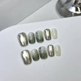 Yeknu  10pcs Short Square Press on Nails Amber Cat Eye False Nails Leopard Print Nail Sweet Cool Girls Fake Nails Versatile Simple Nail