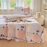 Yeknu  Towel Embroidery Washed Cotton Bedding Sets Ultra Soft Skin-Friendly Cotton Bed Sheet Set Cartoon Bedclothes for King Queen Size