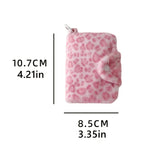 Yeknu  New Girl's Furry Leopard Print Coin Purse,Snap on Card Bag,Key Earphone Storage Bag,Cute Pendant Small Wallet