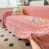 Yeknu  Super Warm Blanket for Sofa Coral Fleece Sofa Blanket Towel for Winter Soft Thick Couch Cover for Living Room 1/2/3/4 Sofa Cover