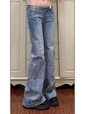 Yeknu  Autumn Winter Women Vintage Low Rise Flare Denim Pants Y2k Japanese Streetwear Bootcut Jeans Baggy Bell Bottom New In