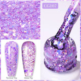 Yeknu  10ml Gold Glitter Gel Nail Polish Crystal Semi Permanent Soak Off UV Gel Varnish Nail Art Manicure Base Top Coat