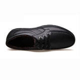 Yeknu Leather Winter Mens Casual Shoes Warm Plush Cowhide Fashion Brand Male Footwear Flat Black