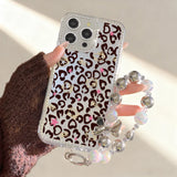 Yeknu  Heart-Shaped Leopard Print Phone Case For iPhone 16 Pro Max 17 Pro 13 16 14 15 17 12 Air 11 Shockproof Funda Cover Transparent