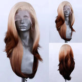 Yeknu   Blonde Roots Ombre Brown Lace Wig 613 Colored Lace Front Wigs for Black Women Natural Synthetic Hair Wigs Daily Use