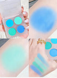 Yeknu  4-Color Eyeshadow Palette Cut Off Eye Makeup Purple Green Eye Shadow Glitter Pearly Colorful Eyeshadow Korean Eye Makeup Palette