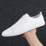 Yeknu  British Style Men Summer Casual Leather Shoe Classic Hollow Out Sneakers Outdoor Flat All-Match Walking Shoe Non-slip Board Shoe