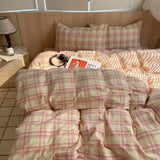 Yeknu  Nordic Sling Cotton Pink Stripes Duvet Cover 150x200 Size Girl's Room Housse De Couette Skin Friendly Breathable Comforter Sets