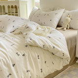 Yeknu Cute Cartoon Rabbit Bedding Set Simple Duvet Cover Bed Linen Bed Sheets Set Pillowcase Single Twin Double Queen Size Home Decor