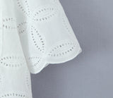 Yeknu  European And American Style Summer Women's Suit White Short-sleeved Shirt + Lace Skirt Embroidery 2-piece Set Skirt