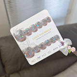 Yeknu  12pcs Handmade Press on Toenails Shiny Silver Sequins Fake Toenail Tips for Girl Summer Wearable Ins Simple False Foot Nails