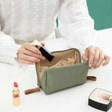 Yeknu  Portable Travel Korean Style Makeup Bag Outdoor Student Pen Bag Mini Wash Bag Simple Elegant Lady Storage Bag round Cylinder