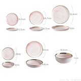 Yeknu  1pc Northern EuropeCreative Phnom Penh Pink Marble Pattern Ceramic Tableware Household Kitchen Restaurant Soup Bowl Dining Plate