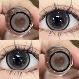 Yeknu  2PCS Brown Large Diameter Colored Contacts Lenses with Myopia Grey Colored Natural Eyes Beauty Lens Makeup Yearly New