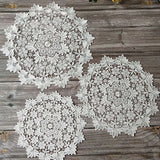 Yeknu  Luxury White Round Embroidered Tablecloth Coffee Coaster Cotton Napkin Lace Kitchen Placemat Wedding Decoration
