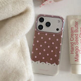 Yeknu  Fashion Cake Pink Brown Polka Dot Phone Case For iPhone 17 air 16 Pro Max Cases 15 14 Promax 13 Vintage Soft Back Cover