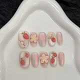 Yeknu 10Pcs Handmade Press on Nails Cat Eye Moon Decorations Aurora False Nails Short Almond Acrylic Wearable Manicure for Spice Girl