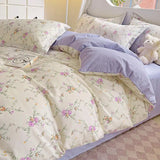 Yeknu  Comforter Botanical Flowers Garden Ultra Soft & Breathable 100%Nature Cotton Bedding Sets With Flat/Fitted Sheet 2 Pillowcases